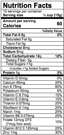 nutritional value of baby cereal