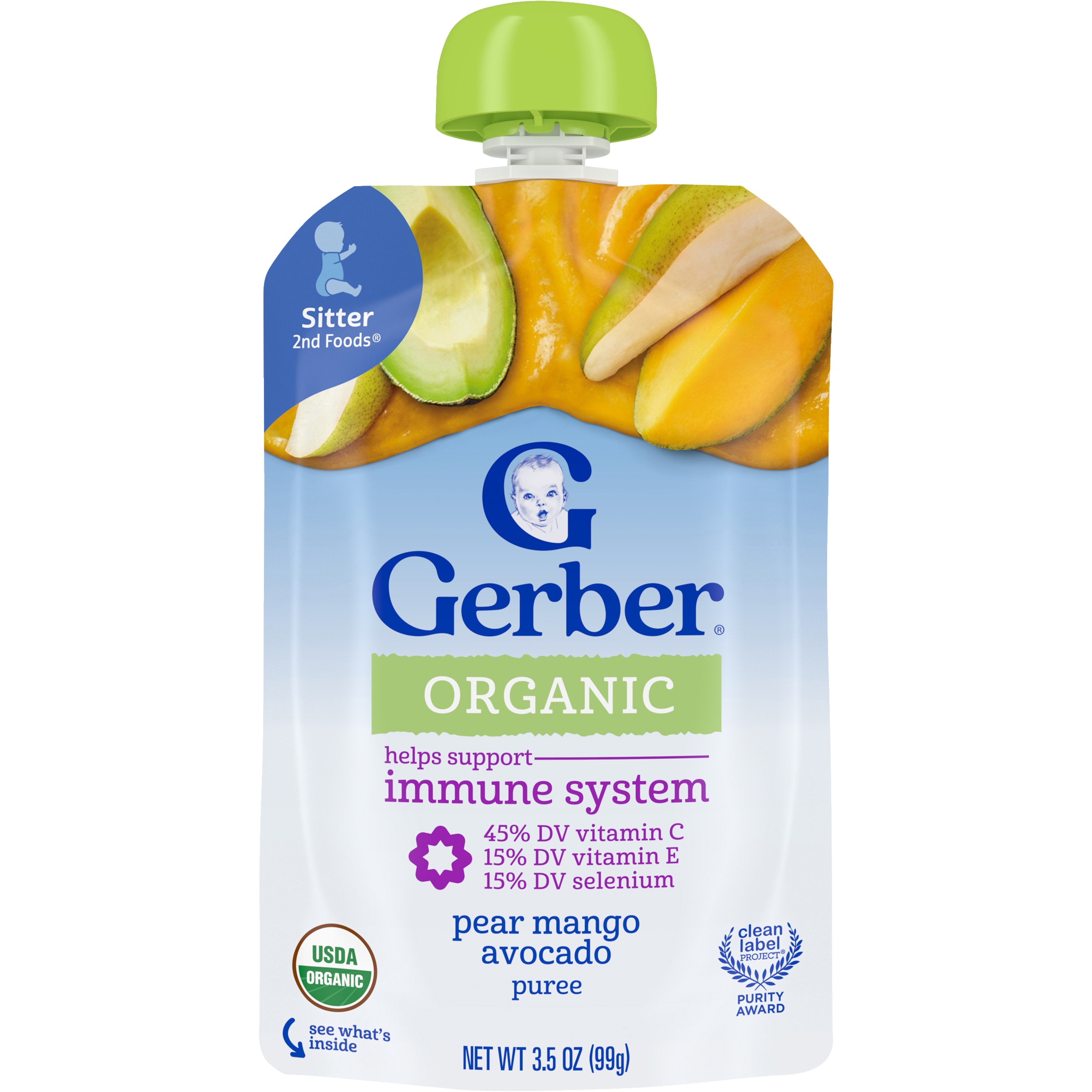 Gerber Organic Pear Mango Avocado Puree