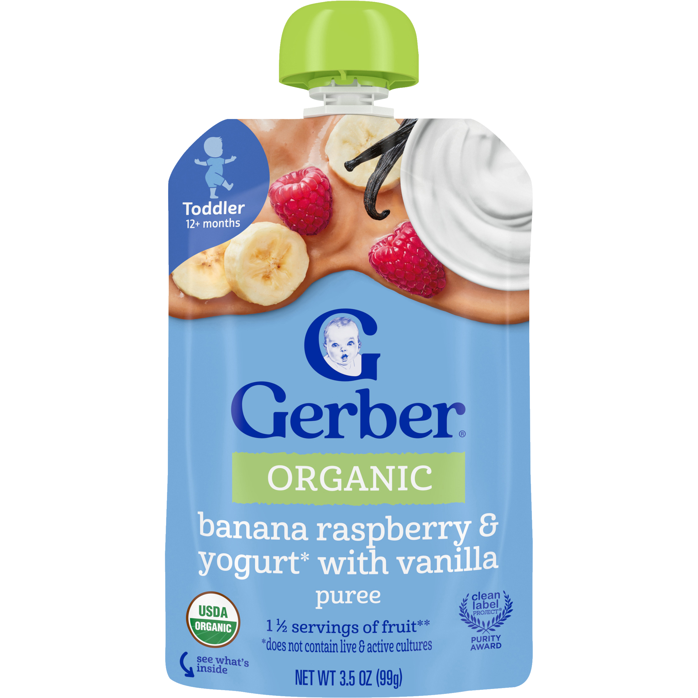 Gerber Organic Banana Raspberry & Yogurt with Vanilla Puree