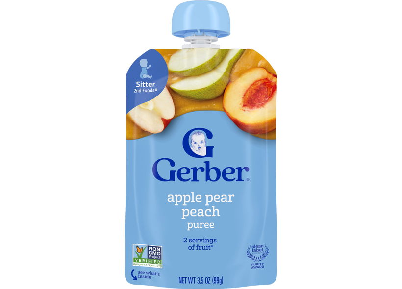 Natural Apple Pear Peach Pouches for Toddlers Gerber