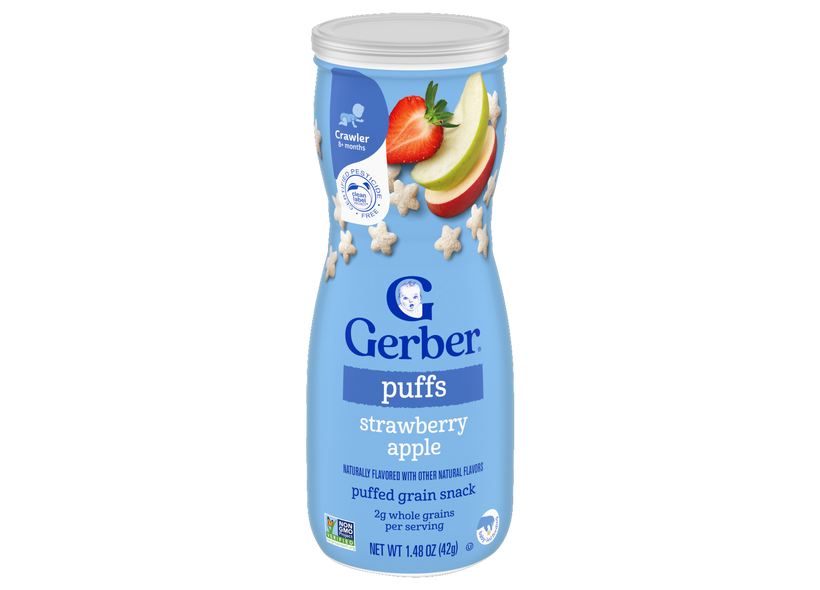 Strawberry Apple Puffs Snacks for Babies Gerber