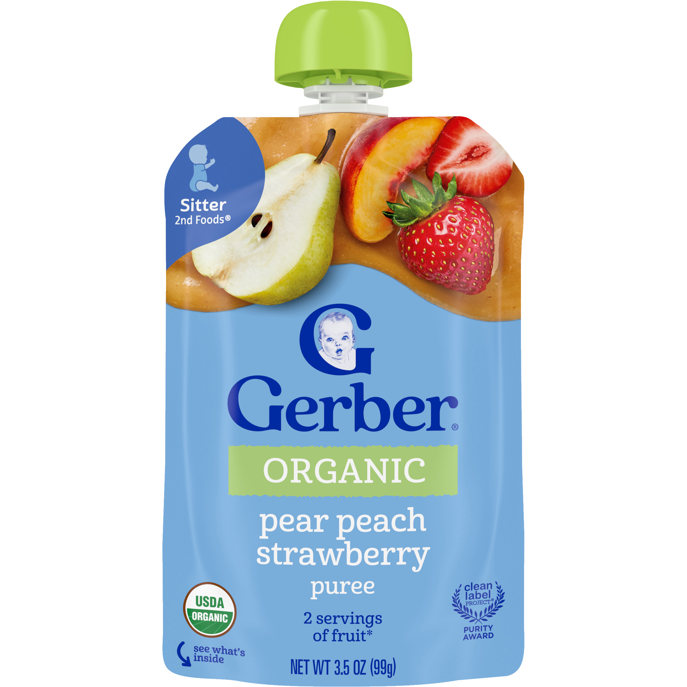 Gerber Organic Pear Peach Strawberry Puree