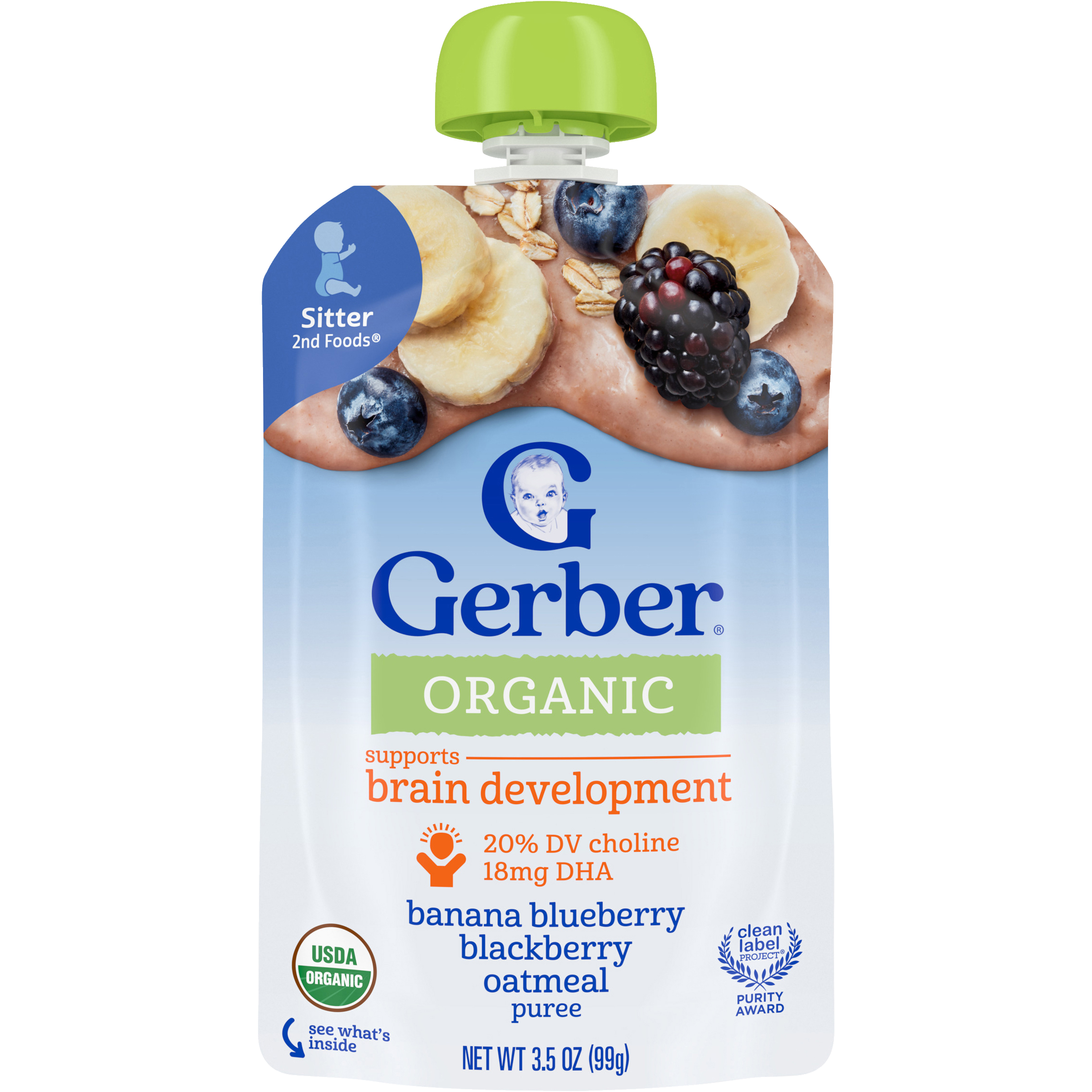 Gerber Organic Banana Blueberry Blackberry Oatmeal