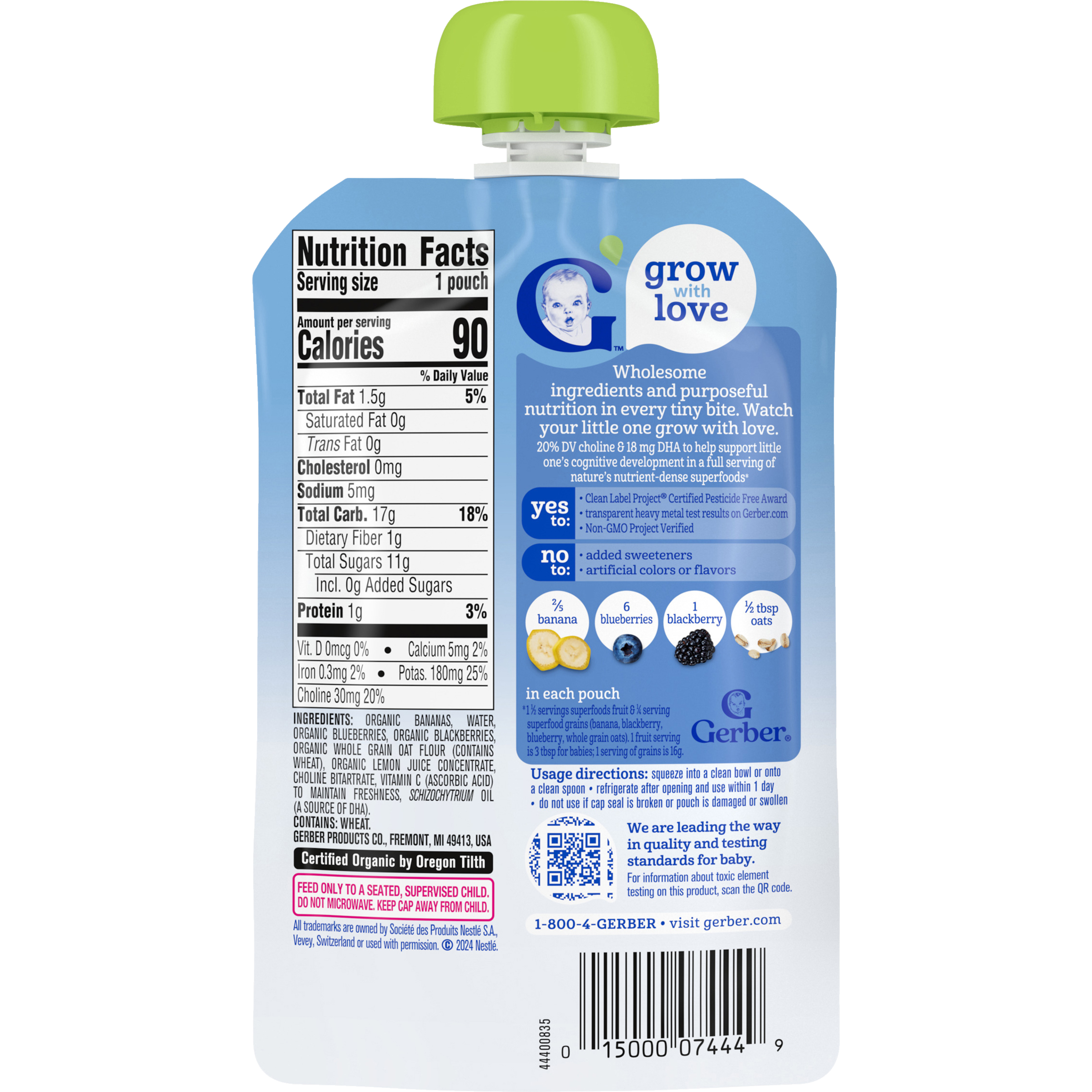 Organic Banana Blueberry Blackberry Oatmeal Gerber