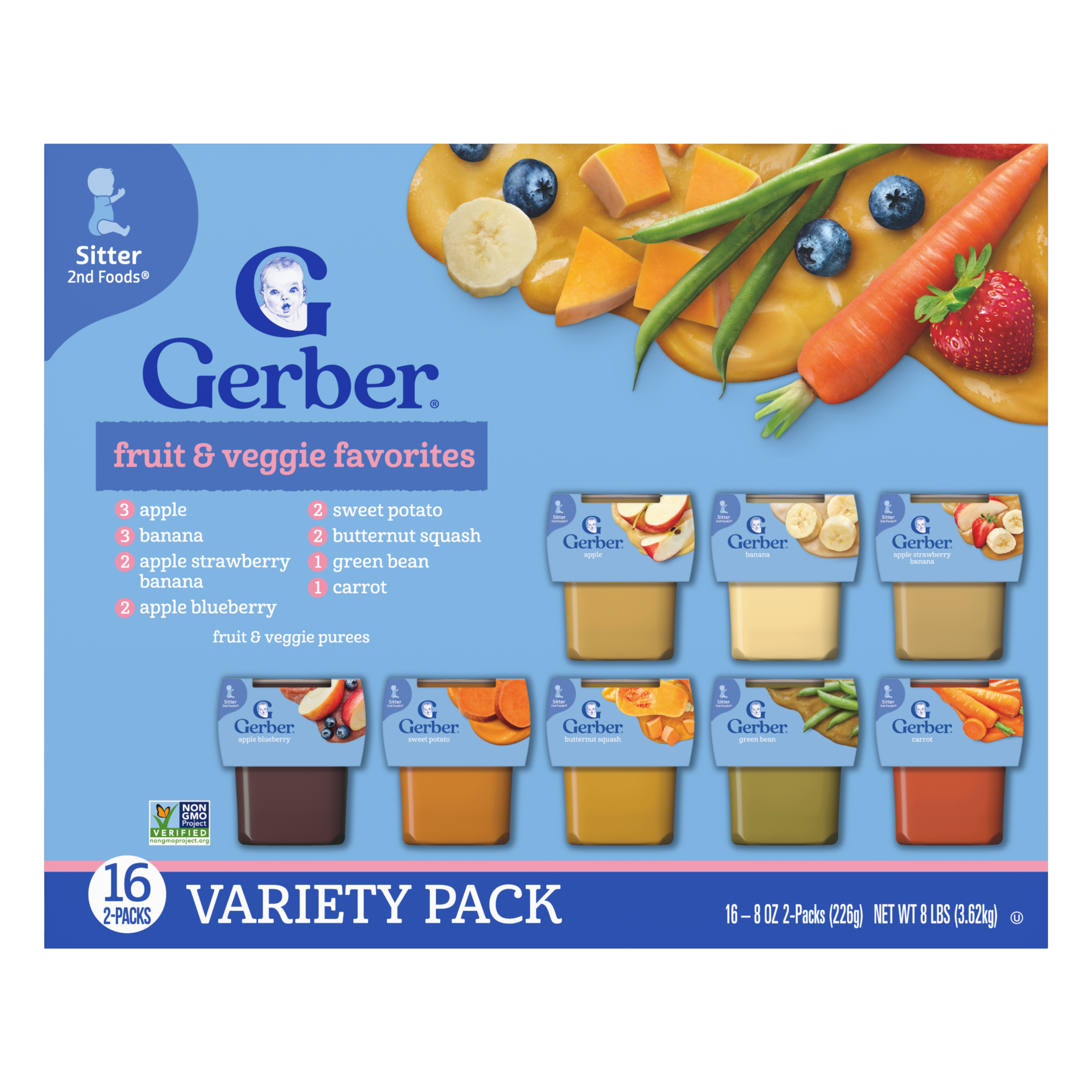 Fruit & Veggie Favorites Baby Food Variety Pack 8 oz Twin Pack Tubs