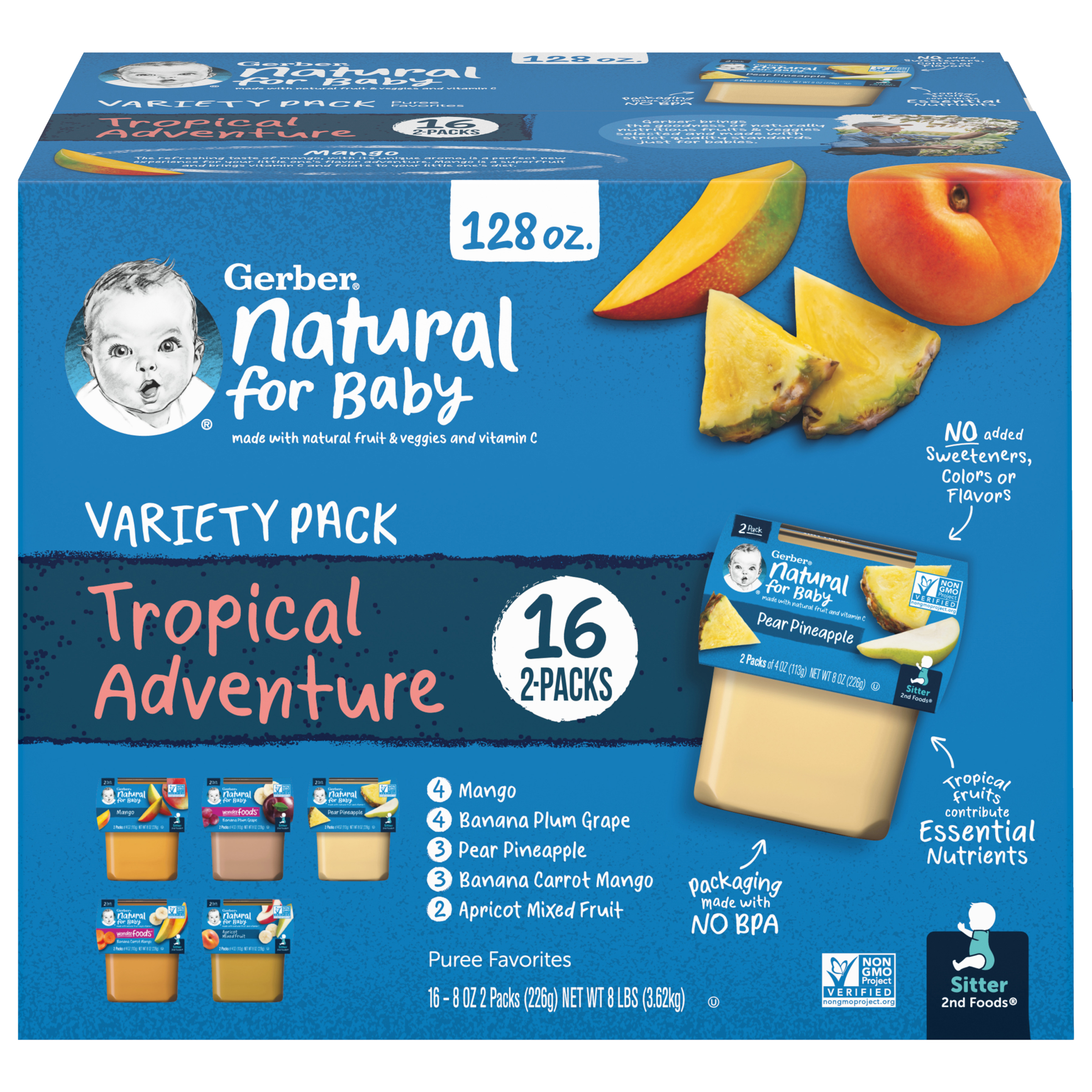 Gerber® Natural for Baby Tropical Adventure Puree Favorites Tubs Variety Pack