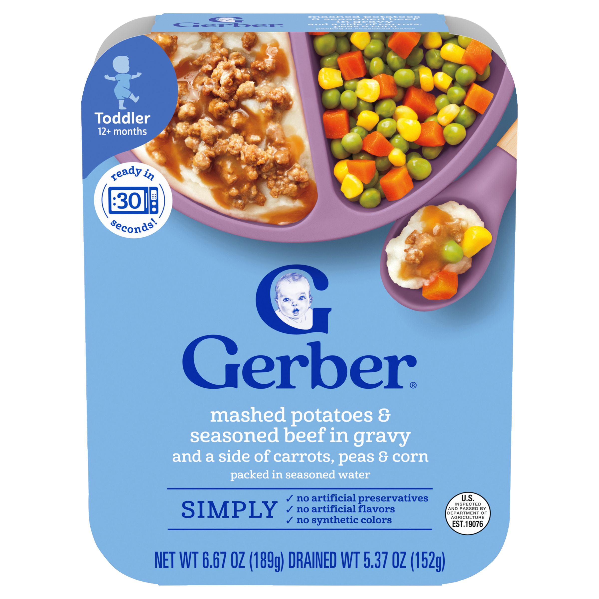 Mashed Potatoes & Seasoned Beef in Gravy