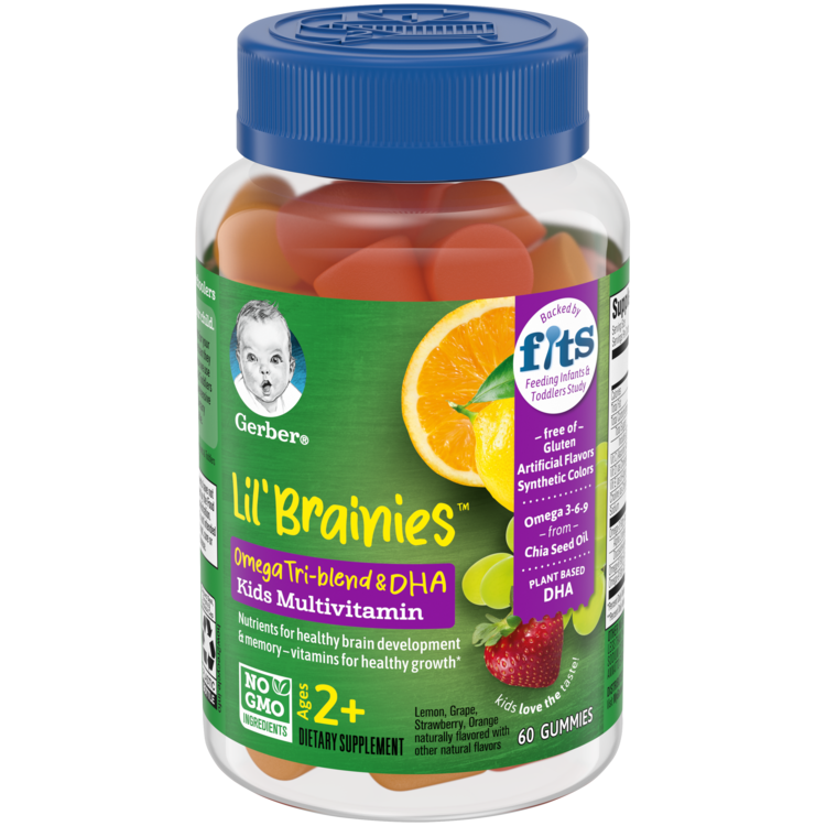 Lil Brainies Omega Tri Blend Dha Kids Multivitamin Gerber