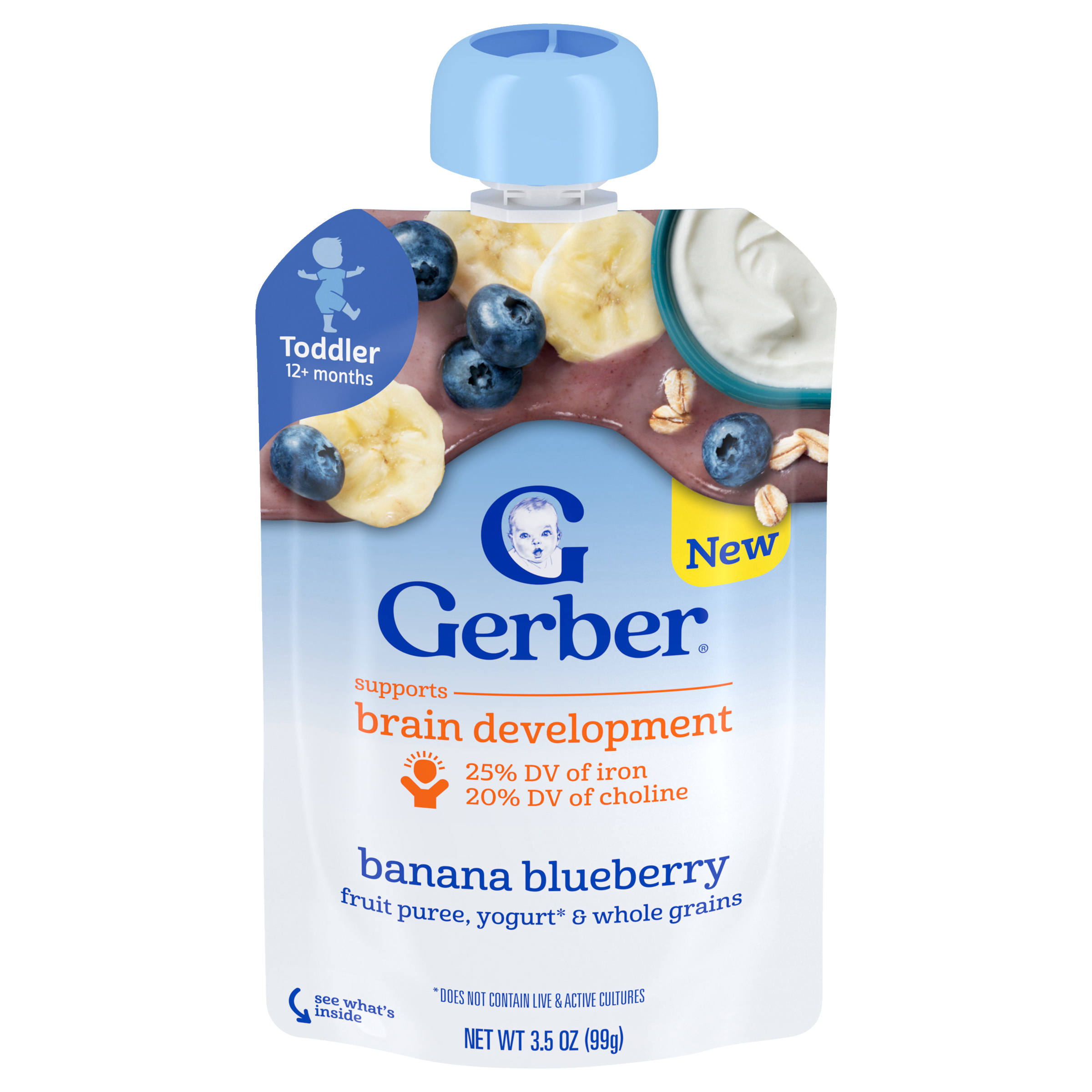 Gerber Banana Blueberry Fruit Puree, Yogurt & Whole Grains