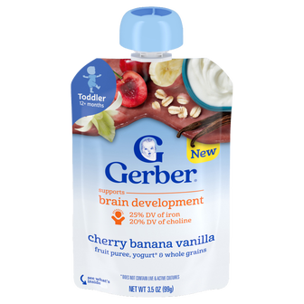 Gerber Cherry Banana Vanilla Fruit Puree, Yogurt & Whole Grains