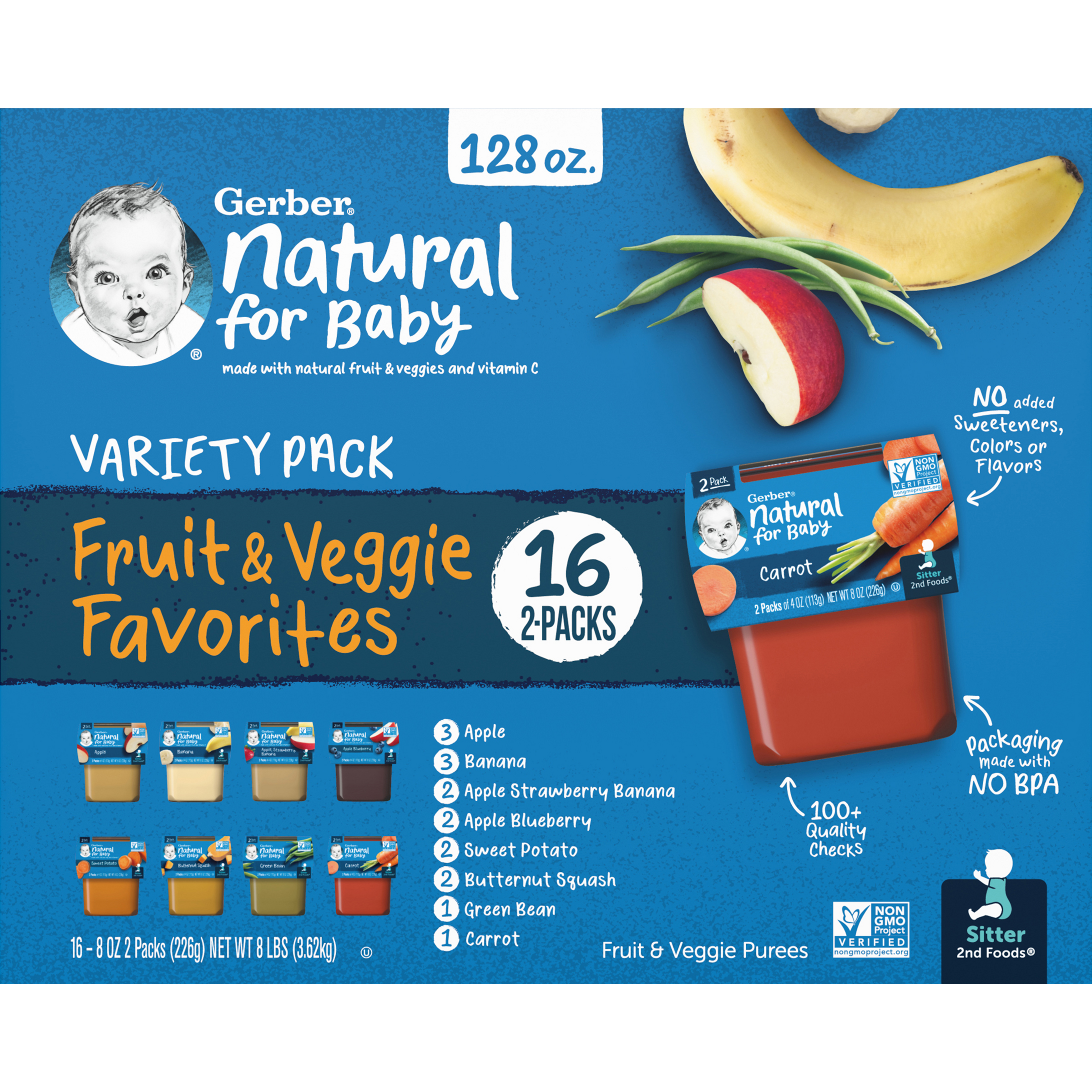 Fruit & Veggie Favorites Baby Food Variety Pack 8 oz Twin Pack Tubs