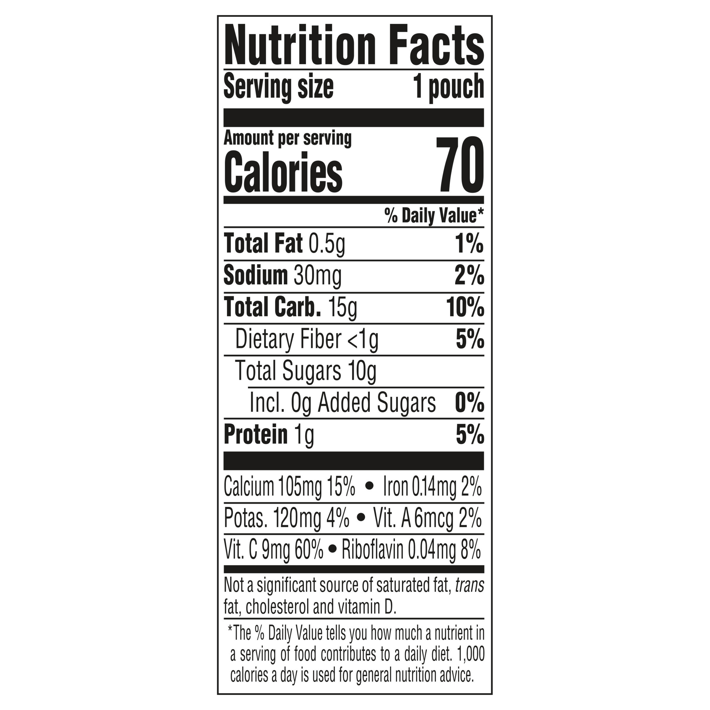 Nutrition Facts Fruit & Yogurt Strawberry Banana