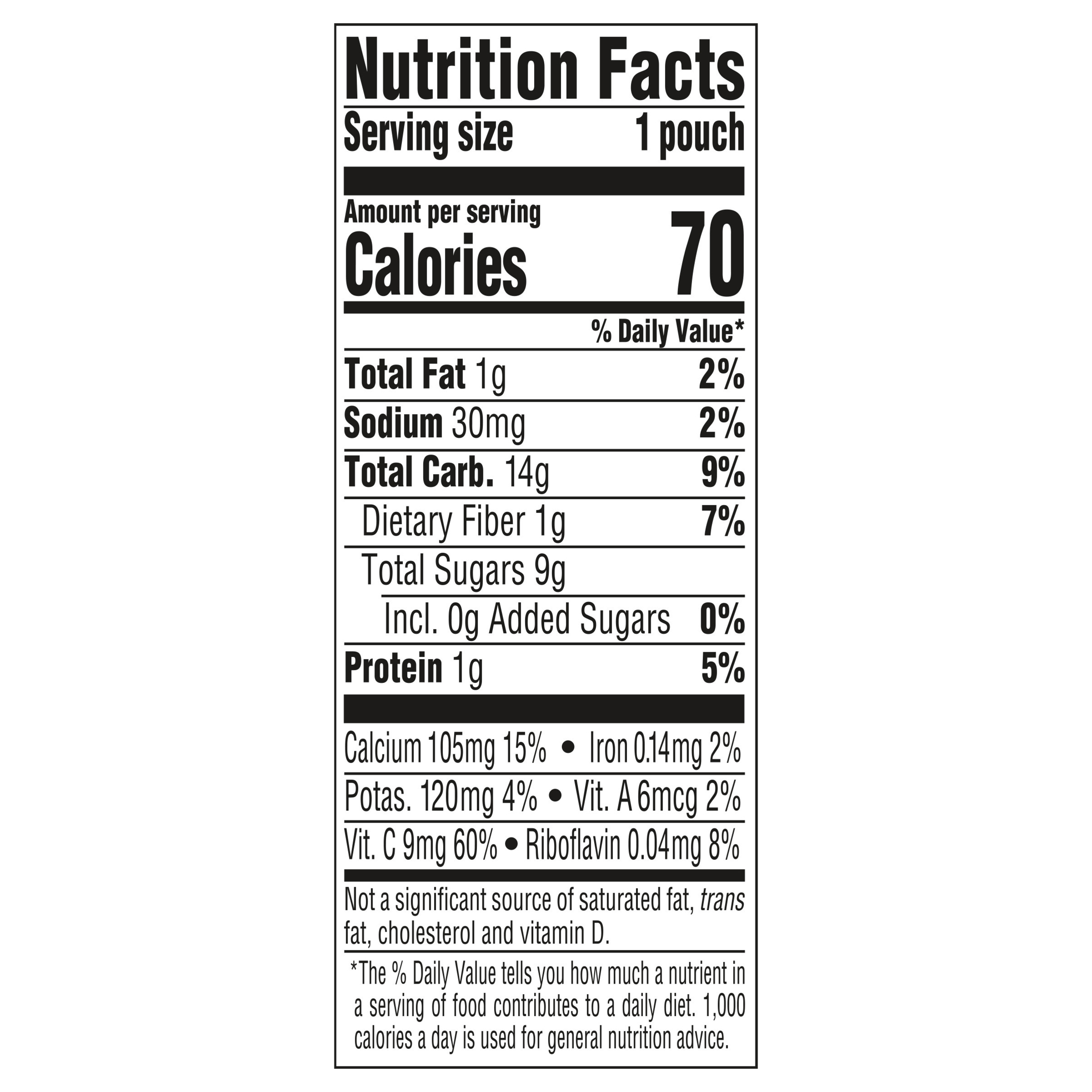 Nutrition Facts Fruit & Yogurt Very Berry