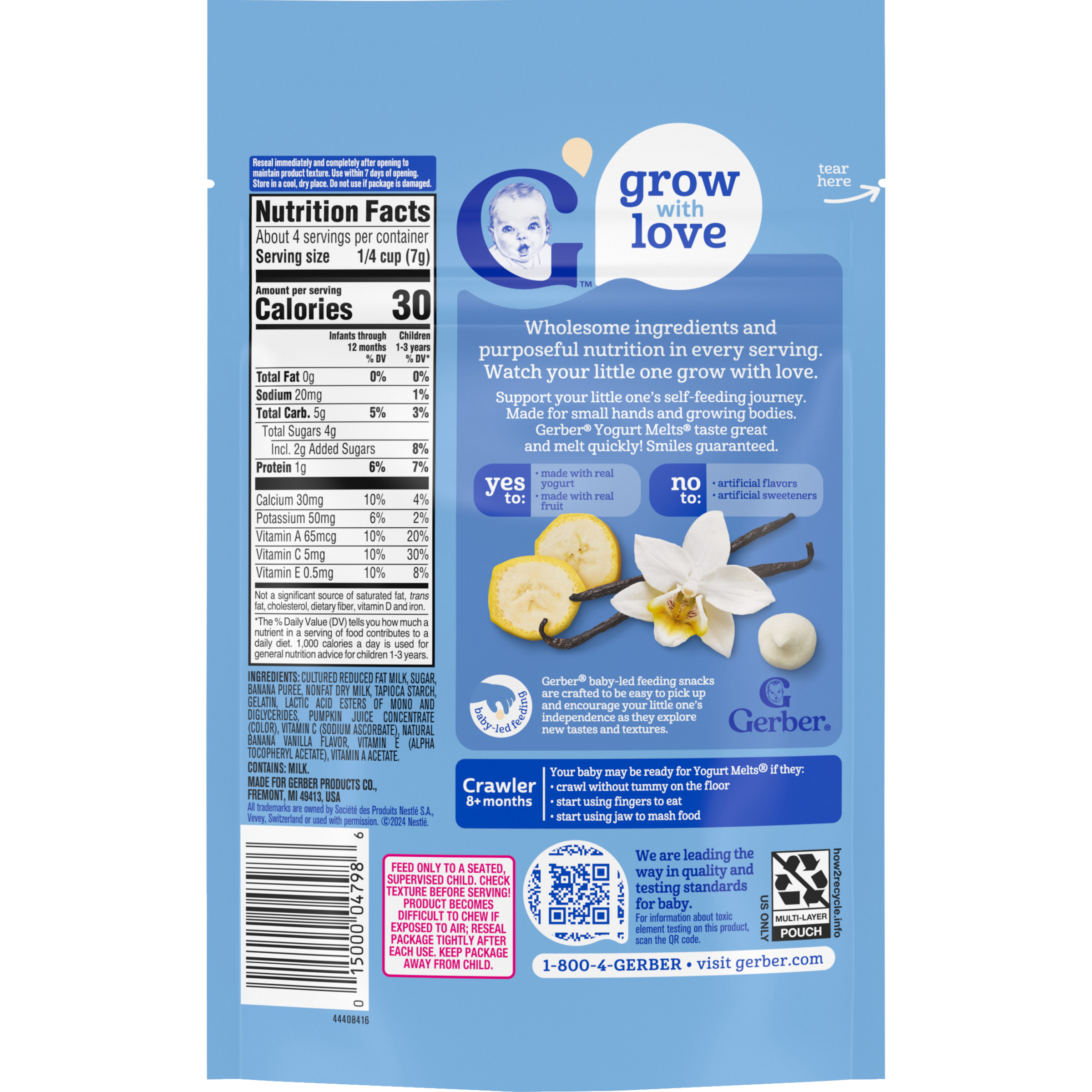 Gerber Banana Vanilla Yogurt Melts Nutrition Facts