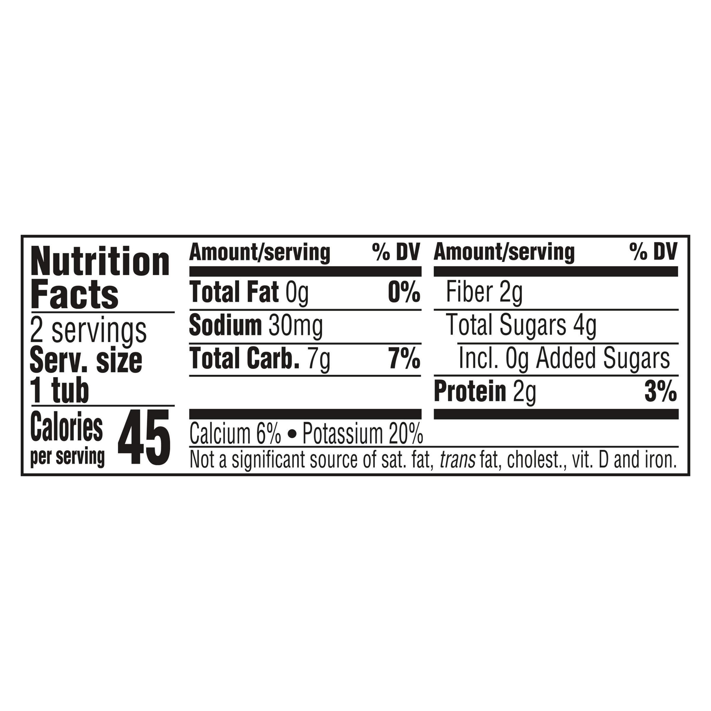 Nutrition Facts Pea Carrot Spinach